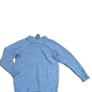 Holzweiler Blue Oversized Distressed Boucle Mock Neck Sweater XXS